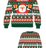 Foute Kerst Sweater Ho Ho Ho! Kerstman Groen Heren