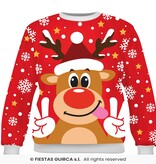 Foute Kerst Sweater Crazy Rendier Rood Dames