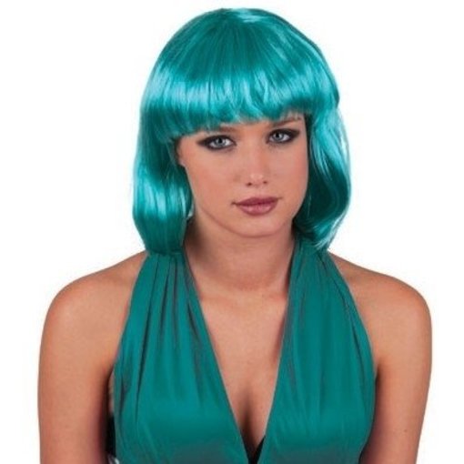 Pruik bobline turquoise