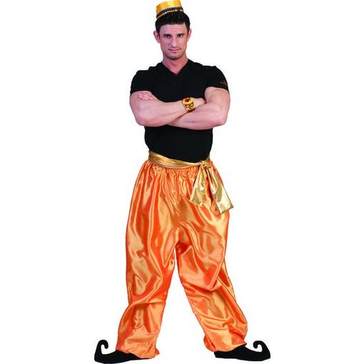 Broek Ali Baba deluxe goud/oranje met band
