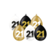 Ballonnen Celebration 21 Jaar Wit/Goud/Zwart (6st)