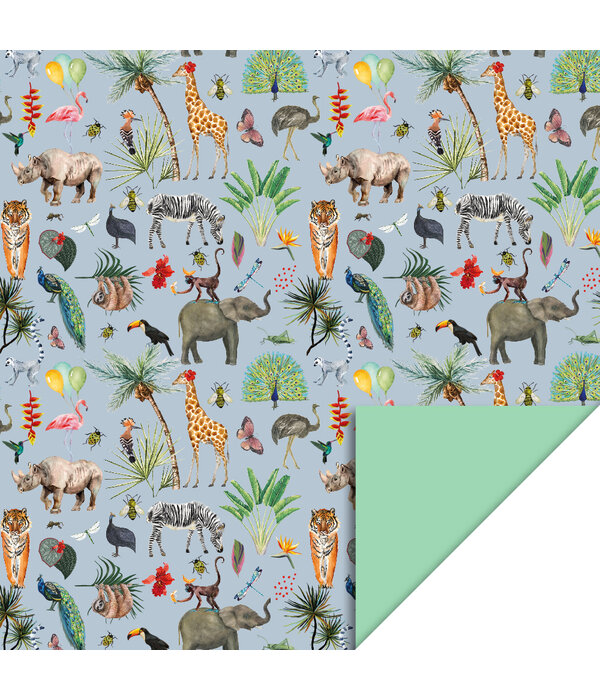 Jungle Blue & Mint Inpakpapier (70x300cm)