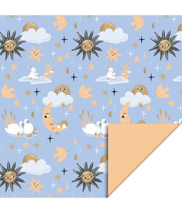 Baby Dreams Gold & Orange Inpakpapier (70x300cm)