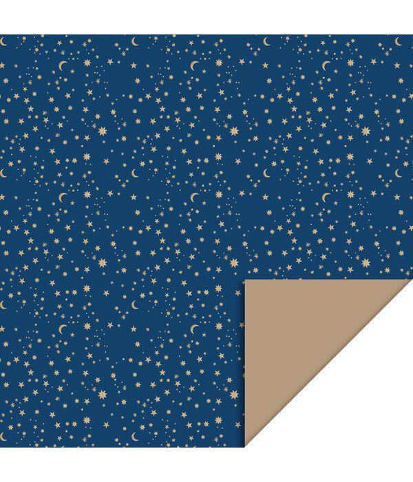 Galaxy Foil Gold Blue & Taupe Inpakpapier (70x300cm)