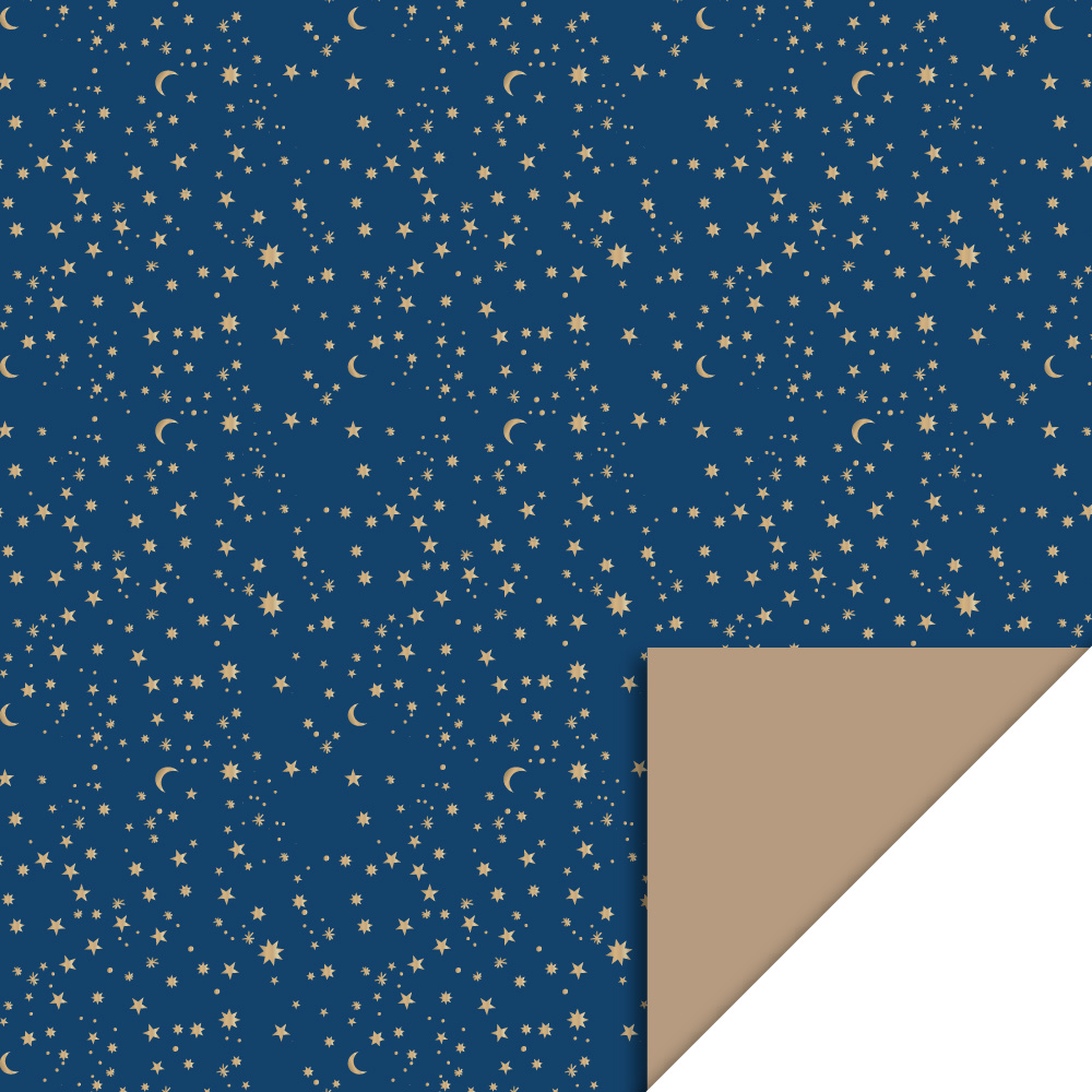 Galaxy Foil Gold Blue & Taupe Inpakpapier (70x300cm) afbeelding