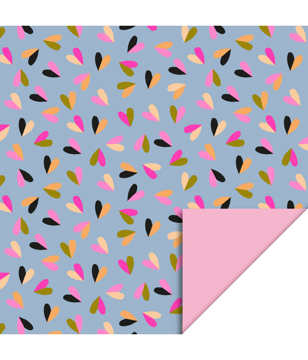 Hearts Duo Blue & Pink Inpakpapier (70x300cm)