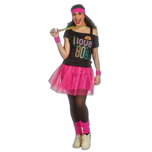 I Love 80's Verkleedset Fuchsia Jessica (7-delig)