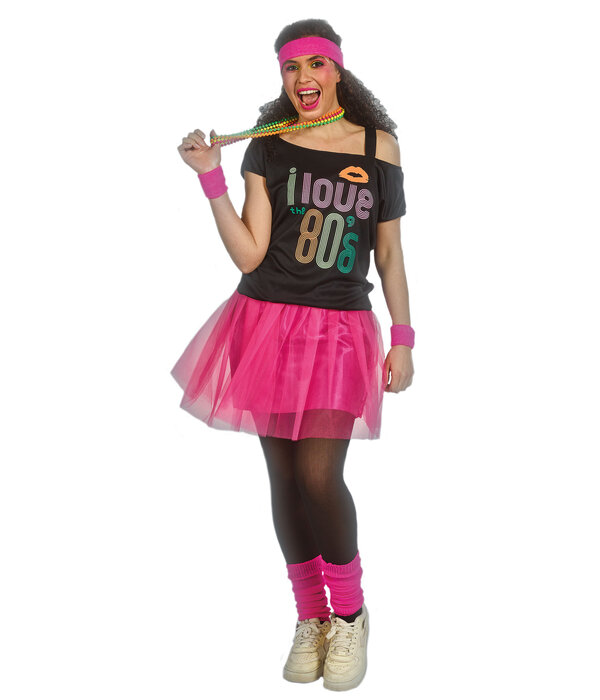 I Love 80's Verkleedset Fuchsia Jessica (7-delig)