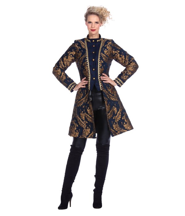 Brokaat Jas Blauw/Goud Dames Luxe
