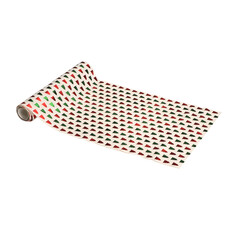 Tafelloper Metallic Kerstbomen Rood/Groen (28cm x 3m)