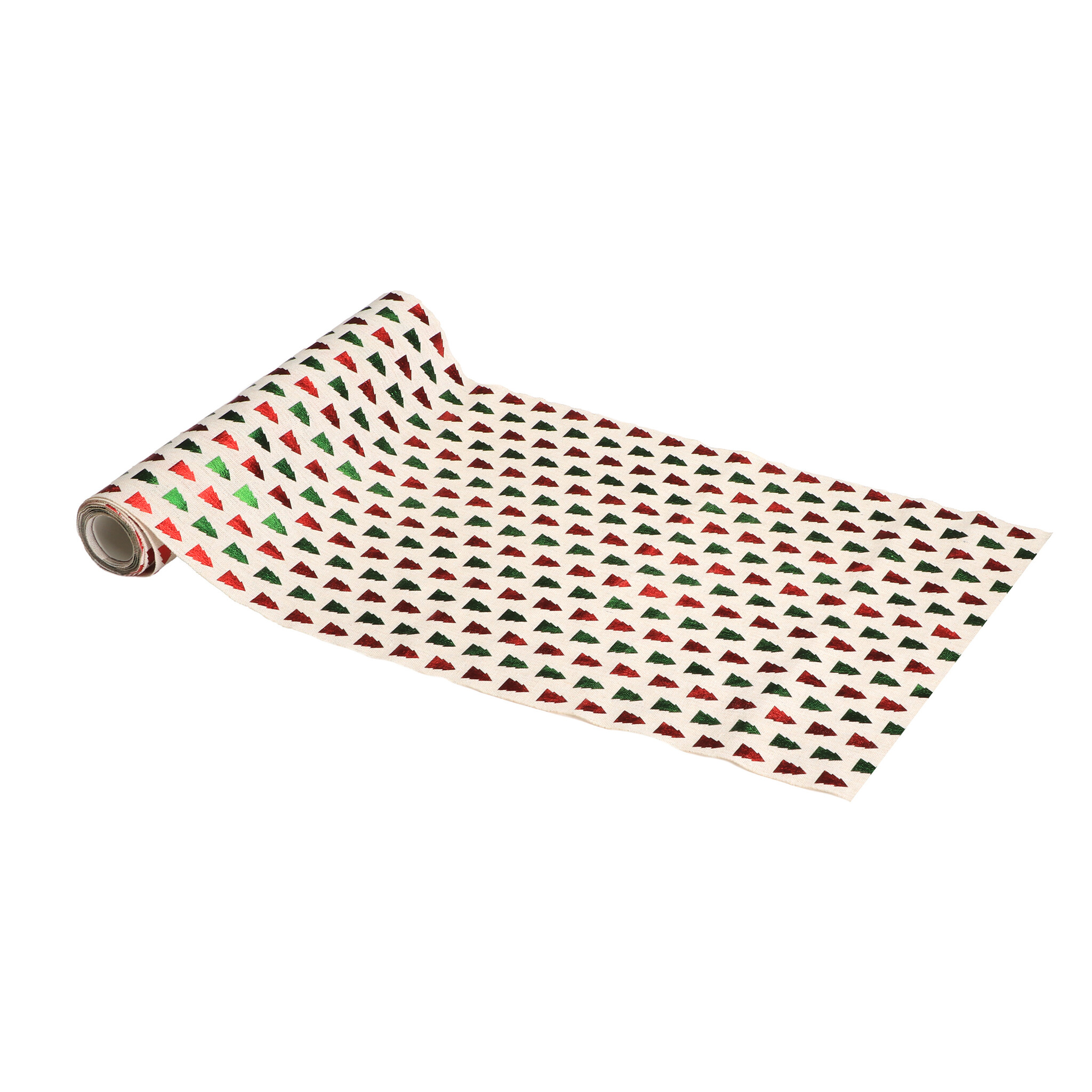 Tafelloper Metallic Kerstbomen Rood/Groen (28cm x 3m) afbeelding