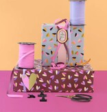 Hearts Duo Beet Red & Lilac Inpakpapier (70x300cm)