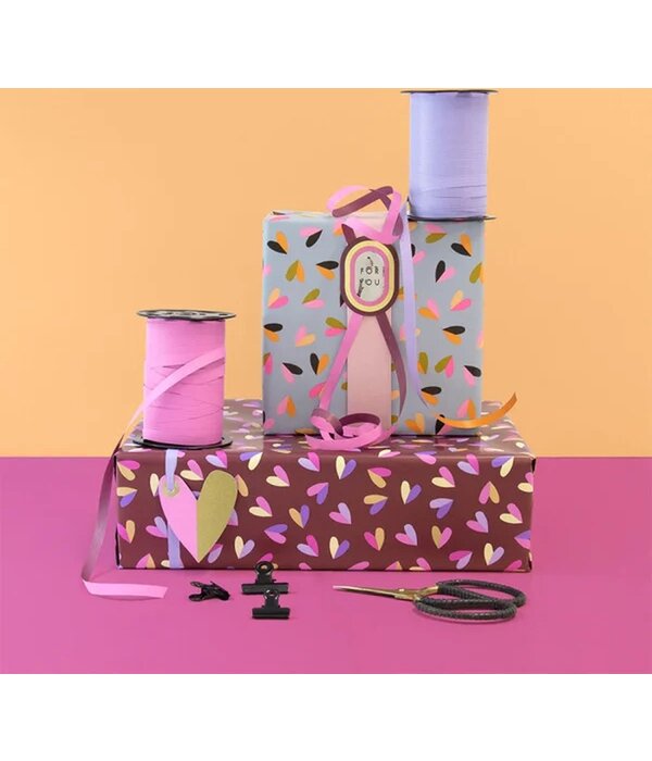 Hearts Duo Beet Red & Lilac Inpakpapier (70x300cm)