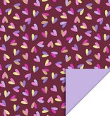 Hearts Duo Beet Red & Lilac Inpakpapier (70x300cm)