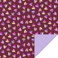 Hearts Duo Beet Red & Lilac Inpakpapier (70x300cm)