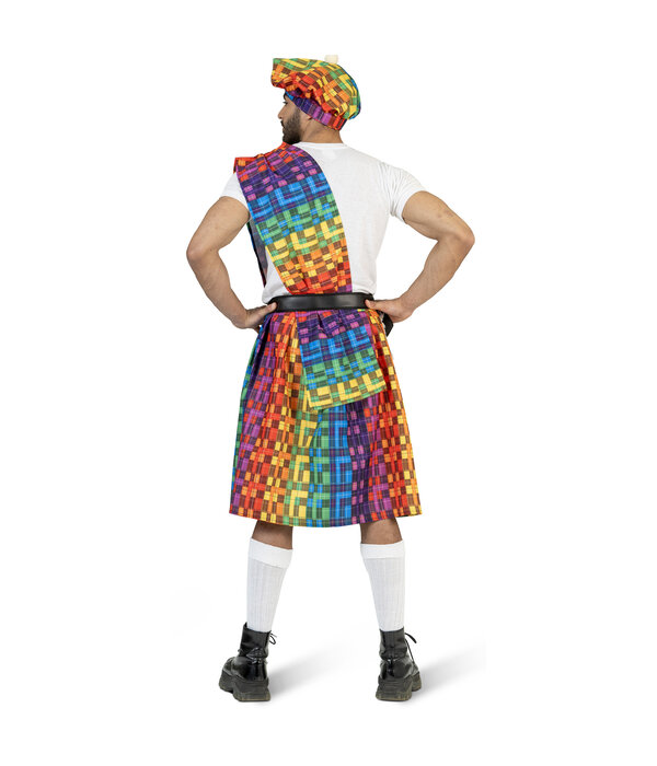 Schotse Kilt Regenboog met Baret Heren