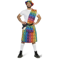 Schotse Kilt Regenboog met Baret Heren