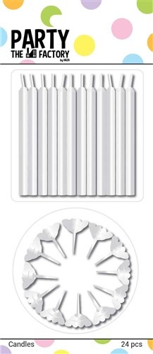 Taartkaarsjes 24 Stuks + Houders Wit 12 Stuks afbeelding