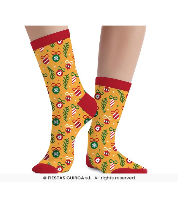 Sokken Kerstballen Oker Geel Volwassenen
