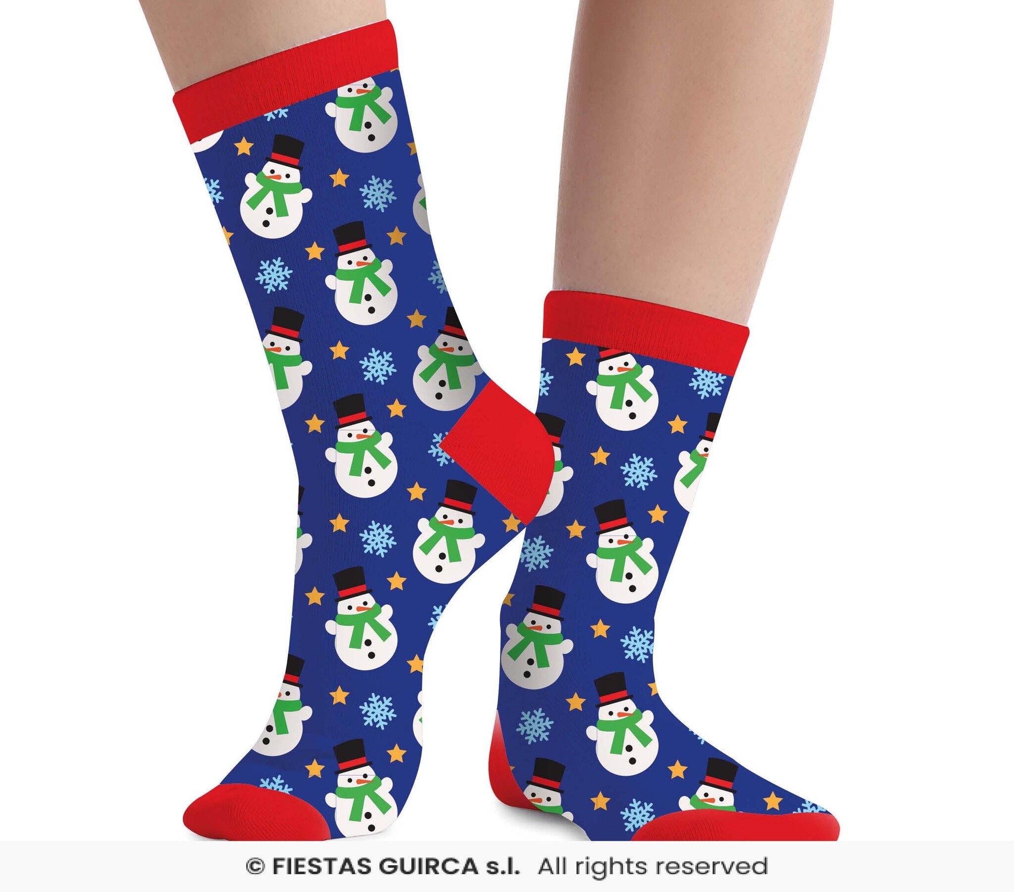 Kerst Sokken Sneeuwpop Kind Blauw