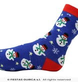 Kerst Sokken Sneeuwpop Kind Blauw