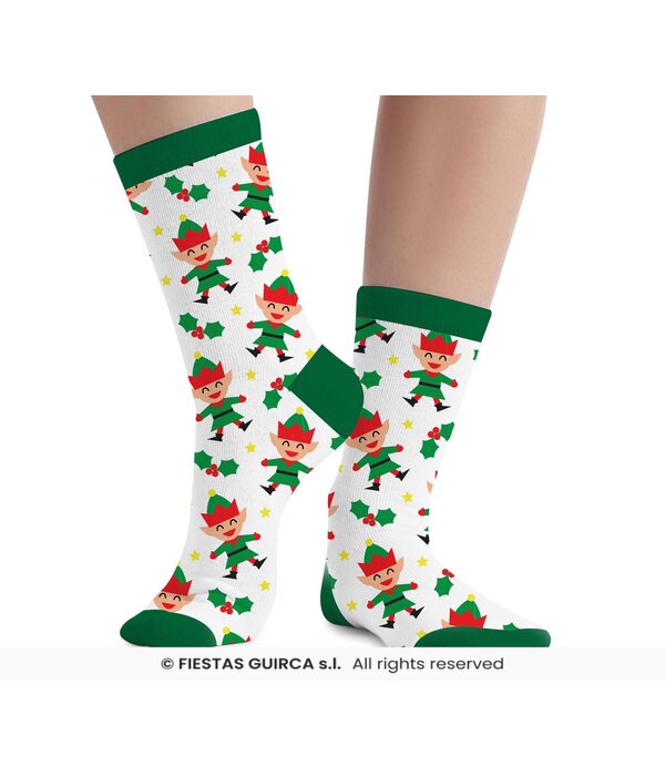 Kerst Sokken Elfjes Volwassenen Wit