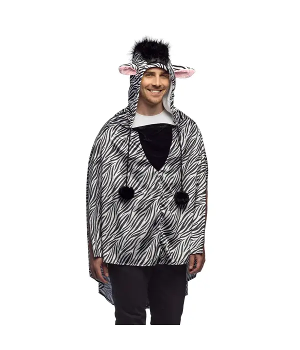 Poncho Zebraprint Volwassenen Deluxe