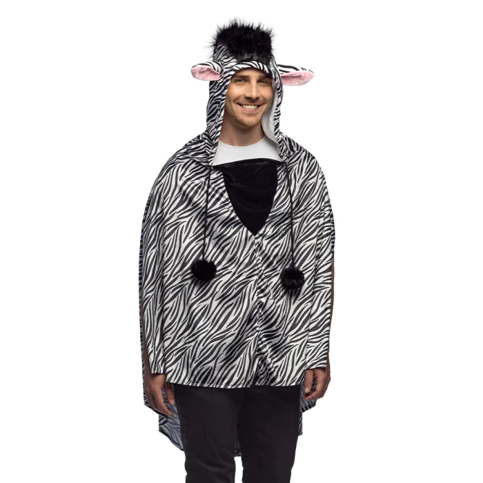 Poncho Zebraprint Volwassenen Deluxe afbeelding