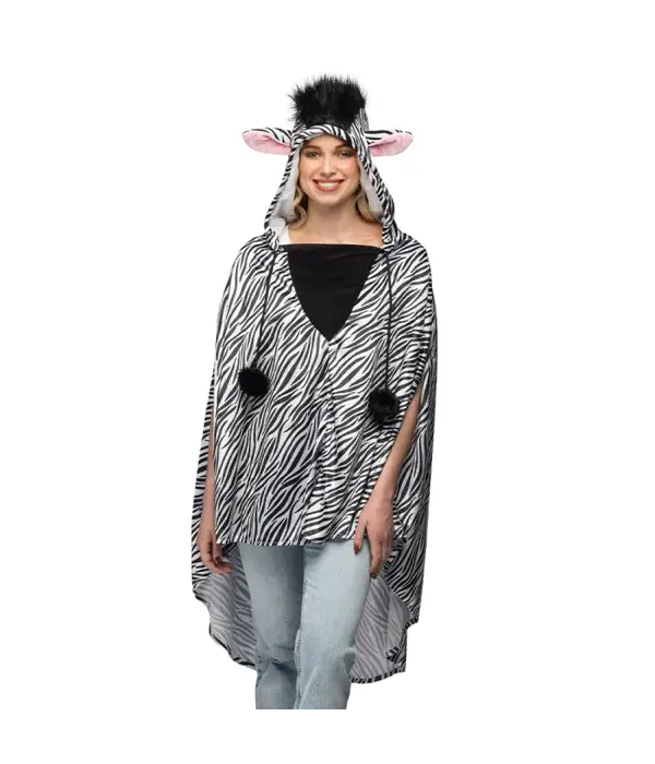 Poncho Zebraprint Volwassenen Deluxe