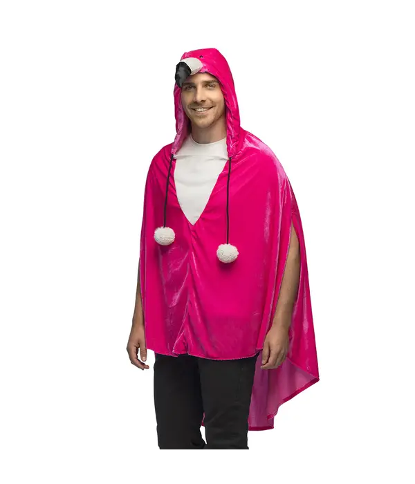Poncho Flamingo Fluweel Volwassenen Deluxe
