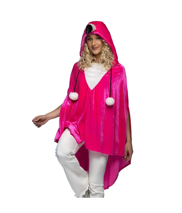Poncho Flamingo Fluweel Volwassenen Deluxe