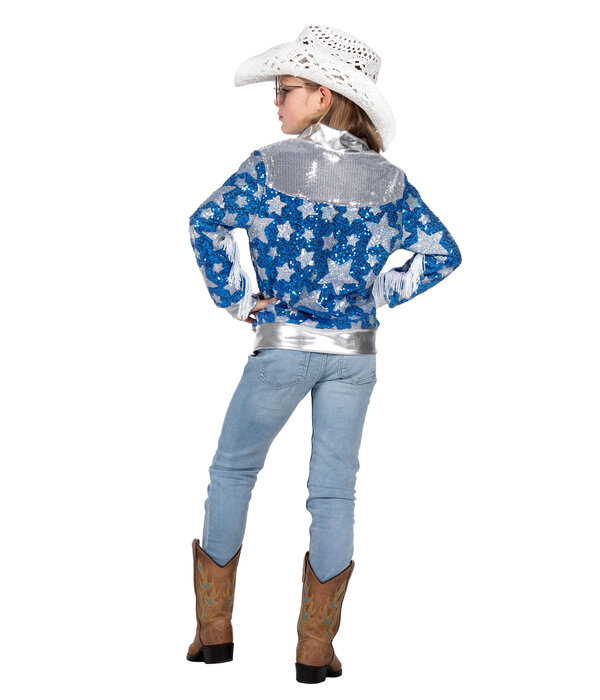 Glamorous Pailletten Jasje Sterren Meisje Blauw