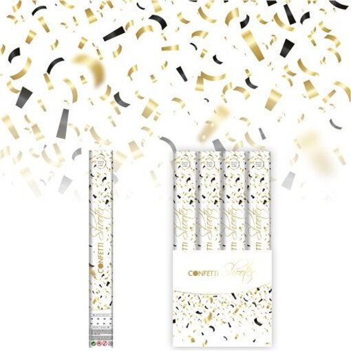 Confetti shooter zwart/goud (40cm)