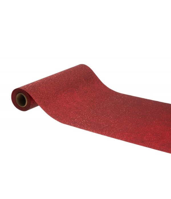 Tafelloper Op Rol Glitter Rood Premium (30x500cm)
