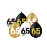 Ballonnen Celebration 65 Jaar Wit/Goud/Zwart (6st)