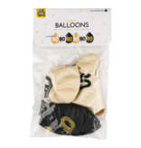 Ballonnen Celebration 80 Jaar Wit/Goud/Zwart (6st)