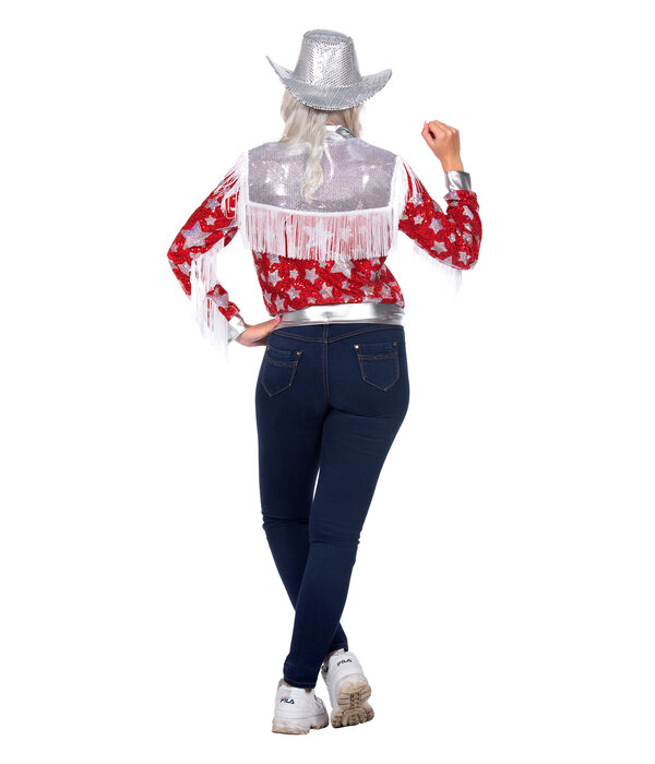 Glamorous Pailletten Jasje Sterren Vrouwen Rood