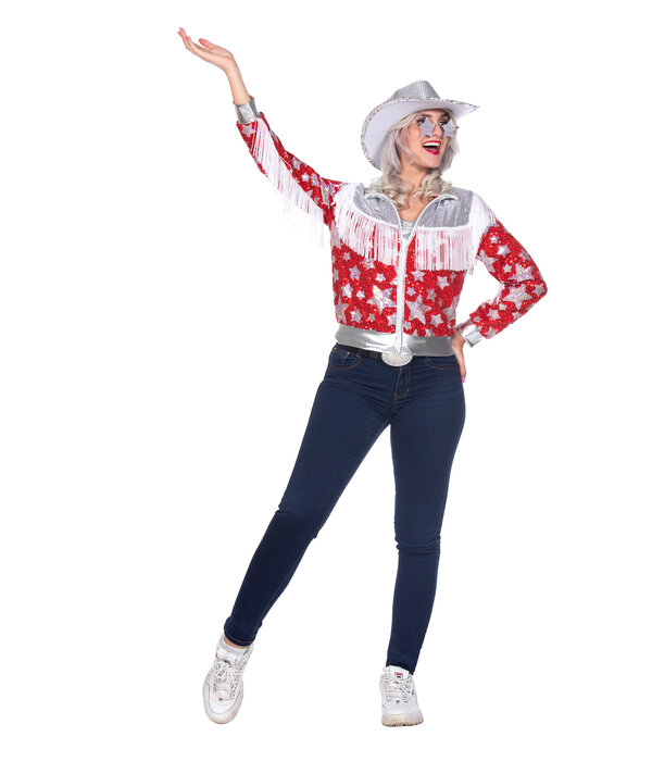 Glamorous Pailletten Jasje Sterren Vrouwen Rood