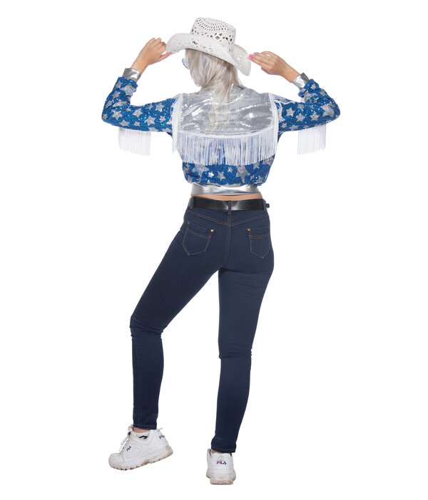 Glamorous Pailletten Jasje Sterren Vrouwen Blauw