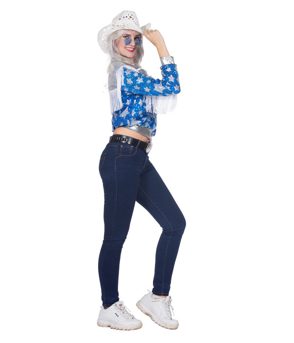 Glamorous Pailletten Jasje Sterren Vrouwen Blauw