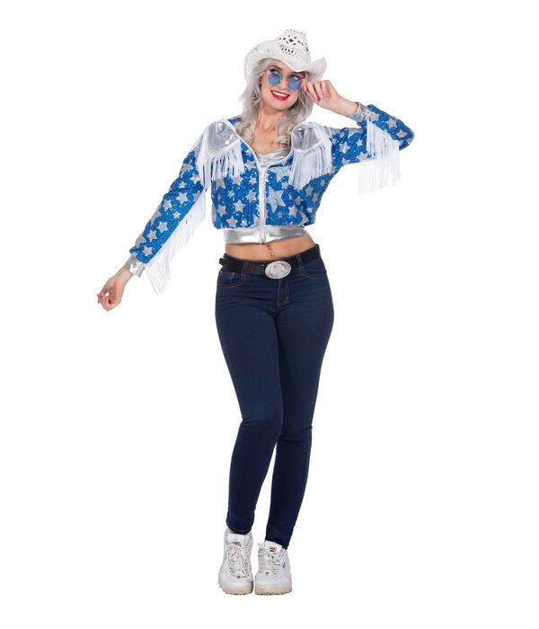 Glamorous Pailletten Jasje Sterren Vrouwen Blauw