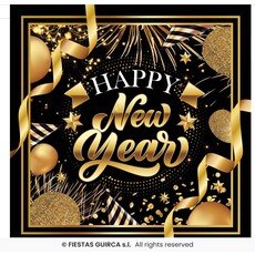 Elegante Nieuwjaar Servetten Zwart/Goud (20st)