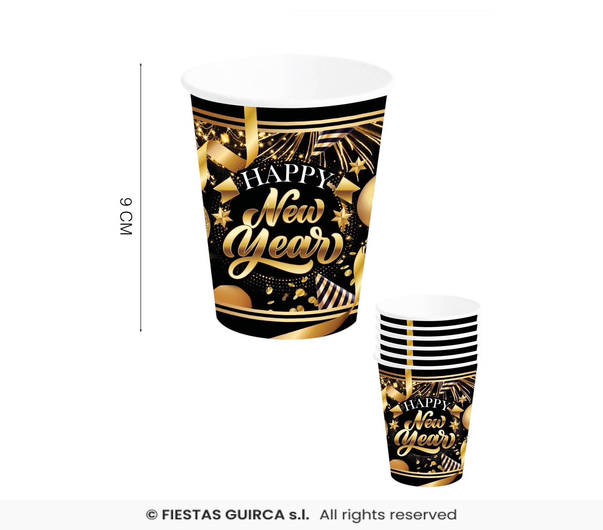 Elegante Nieuwjaar Bekertjes 240ml (6st) afbeelding