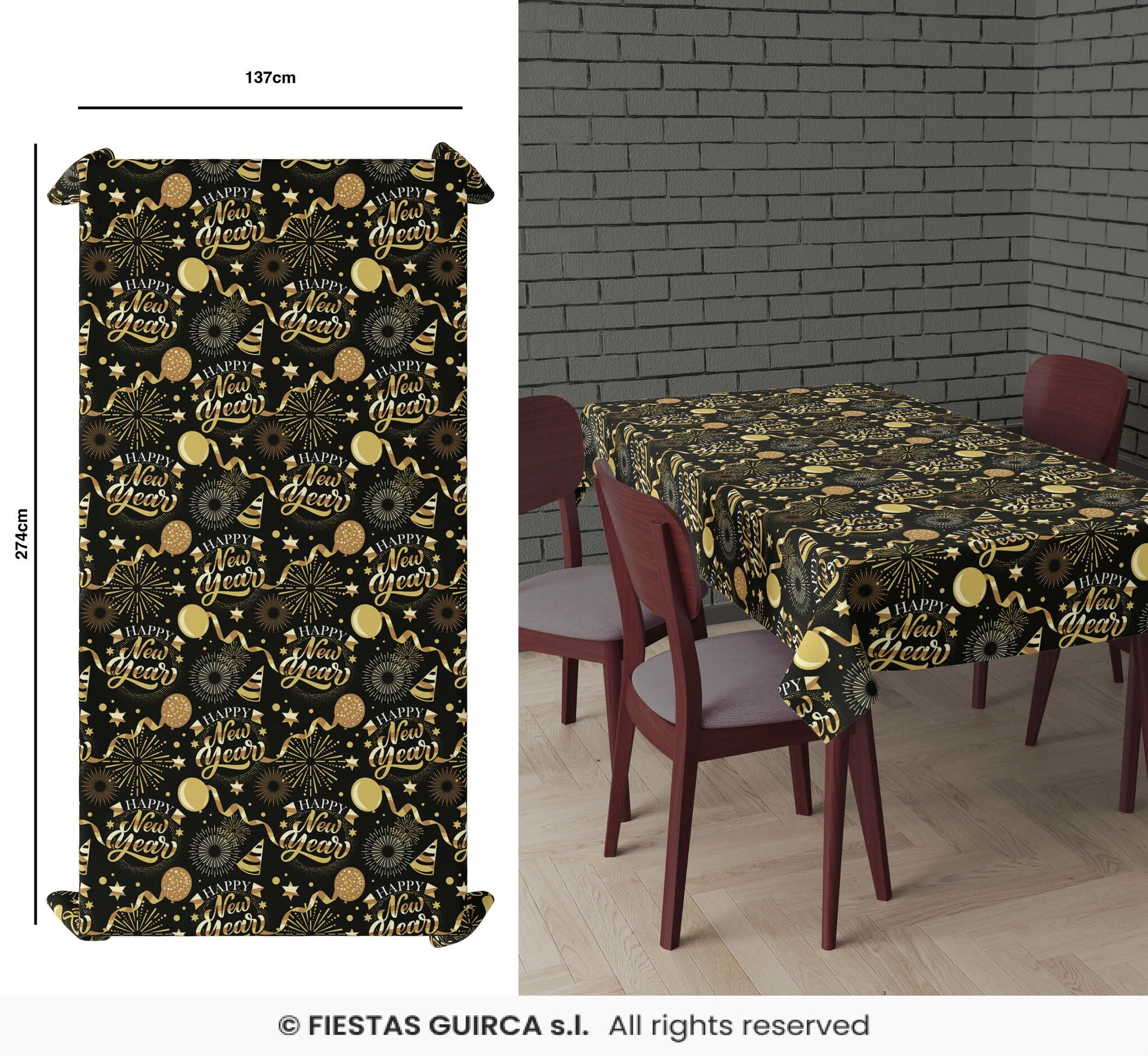 Elegante Nieuwjaar Tafelkleed 137x274cm afbeelding