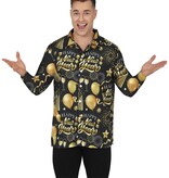 Happy New Year Blouse Heren Zwart/Goud