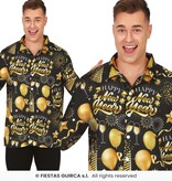 Happy New Year Blouse Heren Zwart/Goud