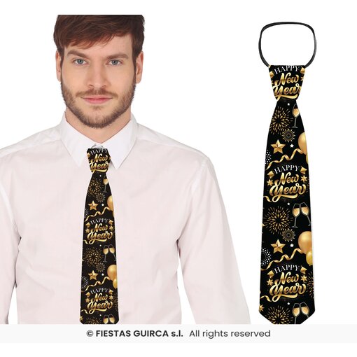 Elegante Nieuwjaar Stropdas Zwart/Goud