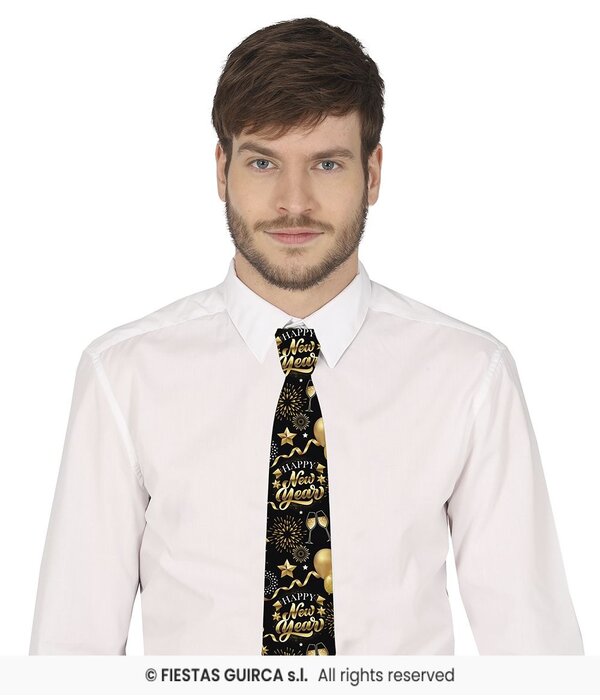 Elegante Nieuwjaar Stropdas Zwart/Goud