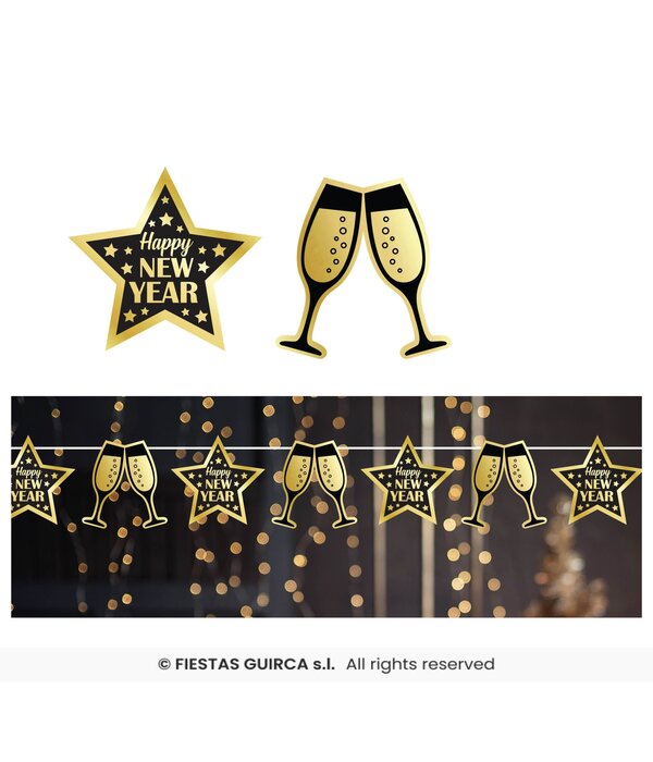 Elegante Nieuwjaar Slinger Champagne (3m)