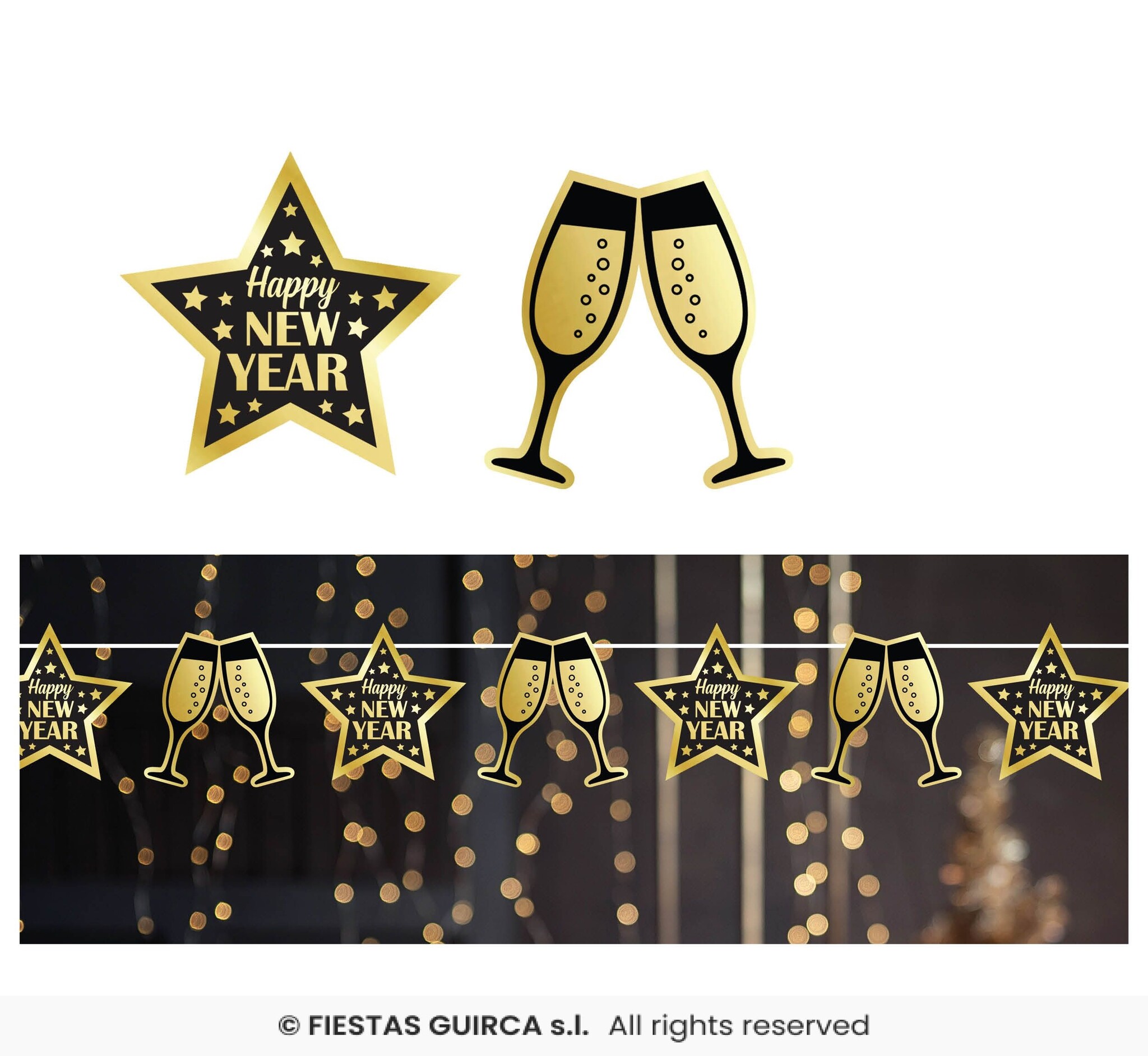 Elegante Nieuwjaar Slinger Champagne (3m)